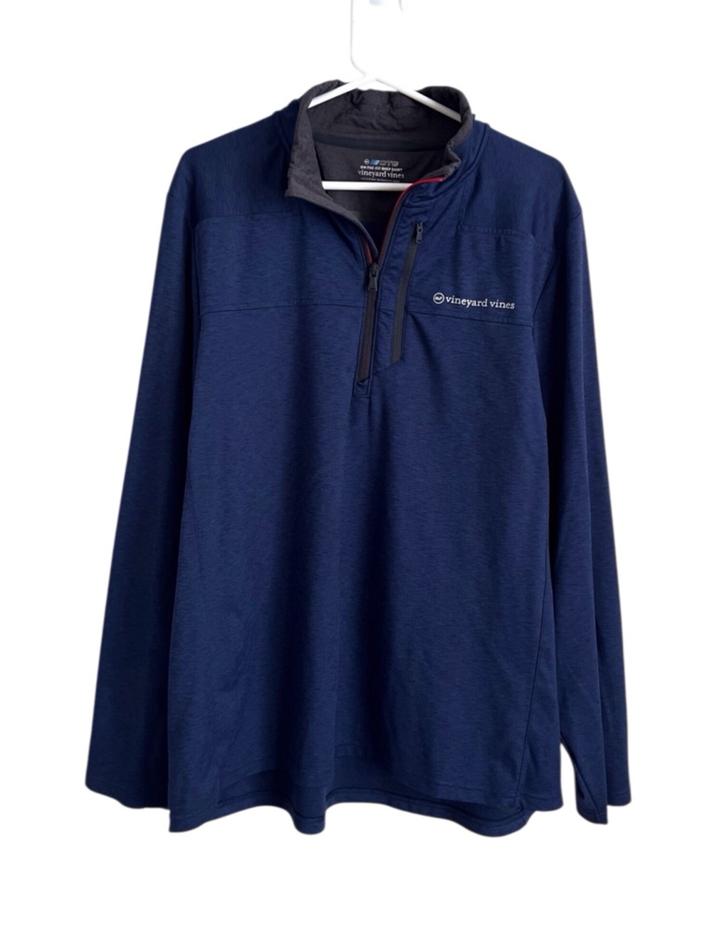 Vineyard Vines On the Go Shep Shirt Pullover Navy Blue 1/4 Zip Nautical Mens XL